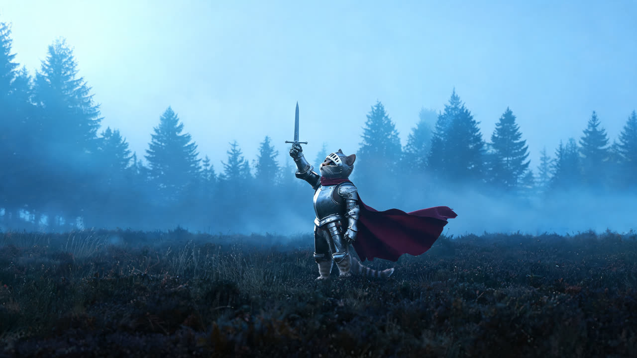 Knight Cat AI Video Generator: Katzenfoto zum Ritter-Video