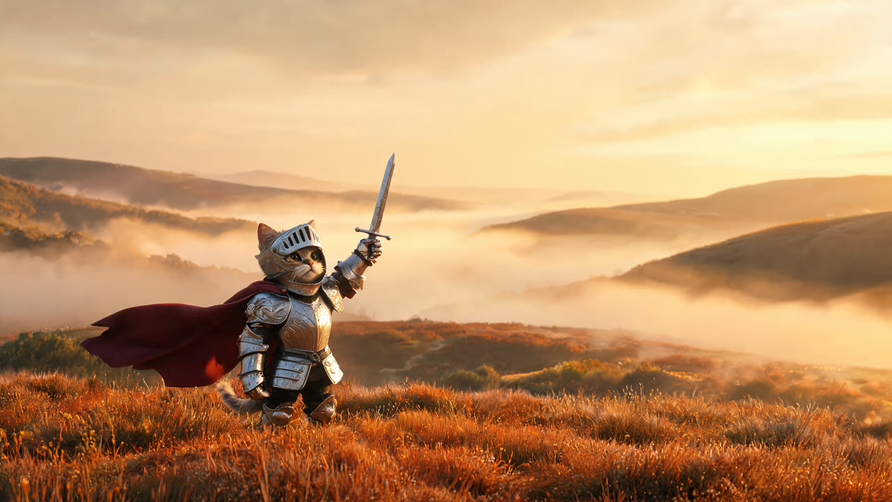 Generatore video Knight Cat AI: da foto a video cavaliere