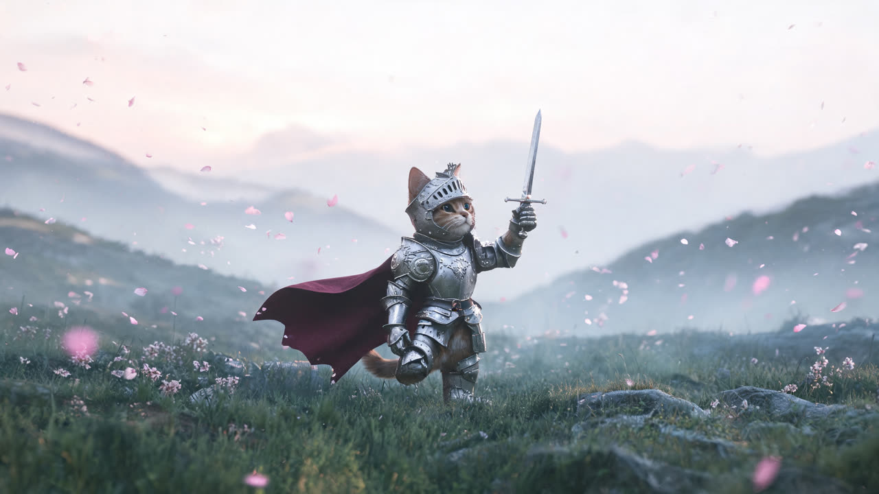Knight Cat AI動画ジェネレーター：猫の写真1枚から騎士動画を作成できるオンラインツール